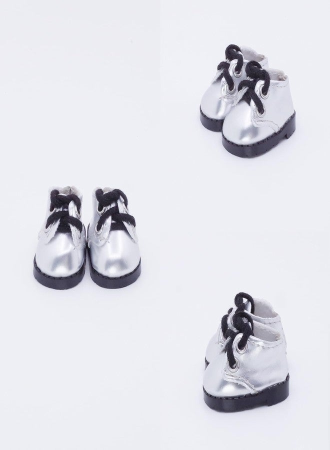 Etistta 17cm Doll Shoes for 17cm Doll Boots, 6.7 inch Doll Shoes Accessories (Silvery) - Image 2